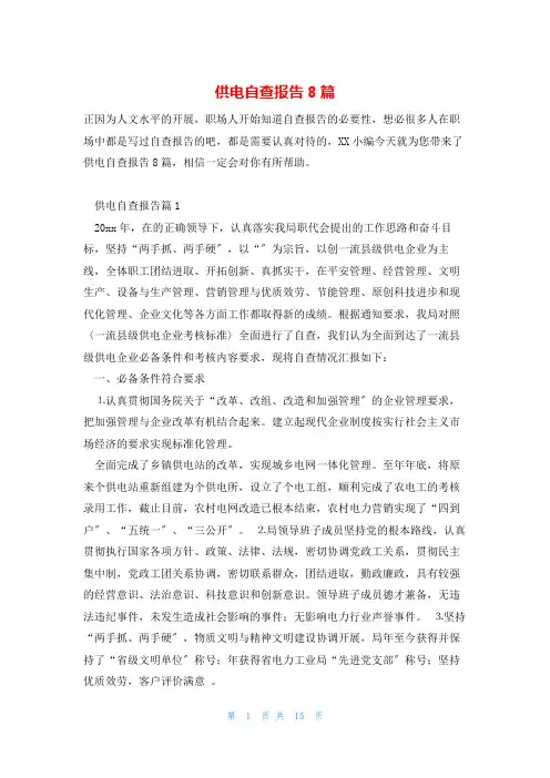供电自查报告8篇