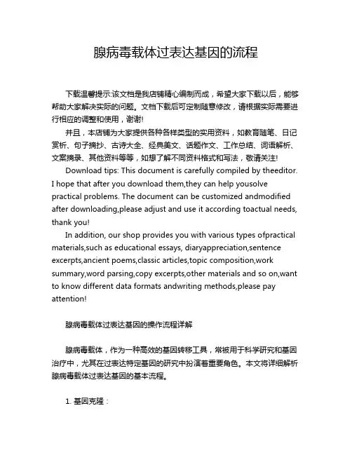 腺病毒载体过表达基因的流程