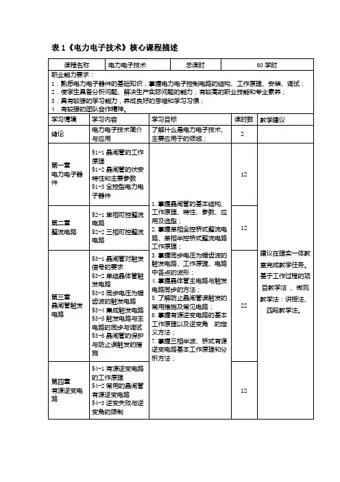 《电力电子技术》核心课程描述