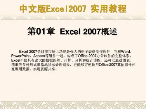 中文版Excel 2007实用教程