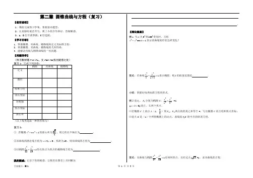 圆锥曲线与方程(复习)