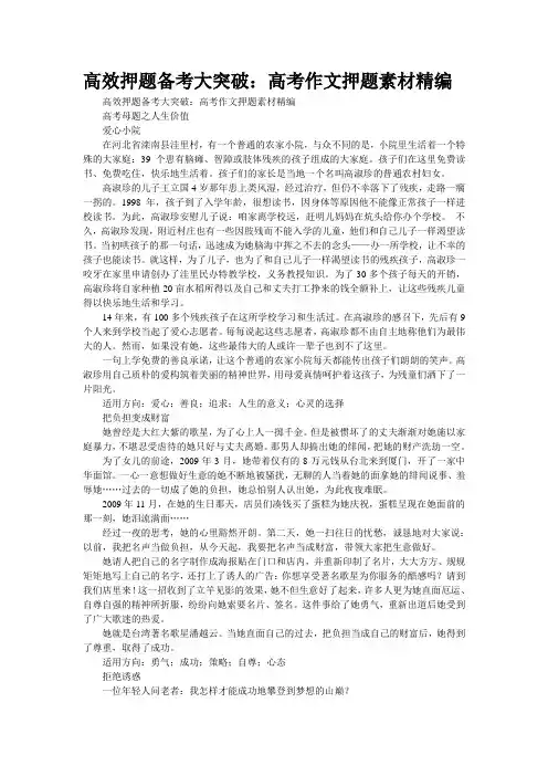 高效押题备考大突破：高考作文押题素材精编