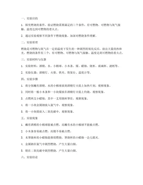燃烧条件案例实验报告