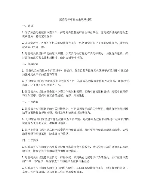 纪委纪律审查安全规章制度
