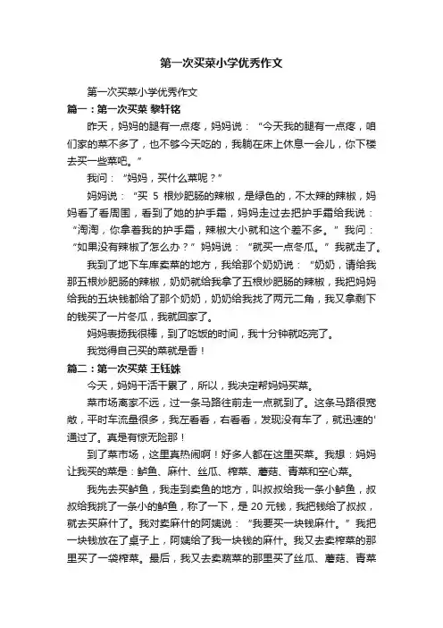第一次买菜小学优秀作文