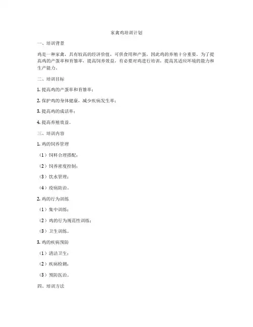 家禽鸡培训计划