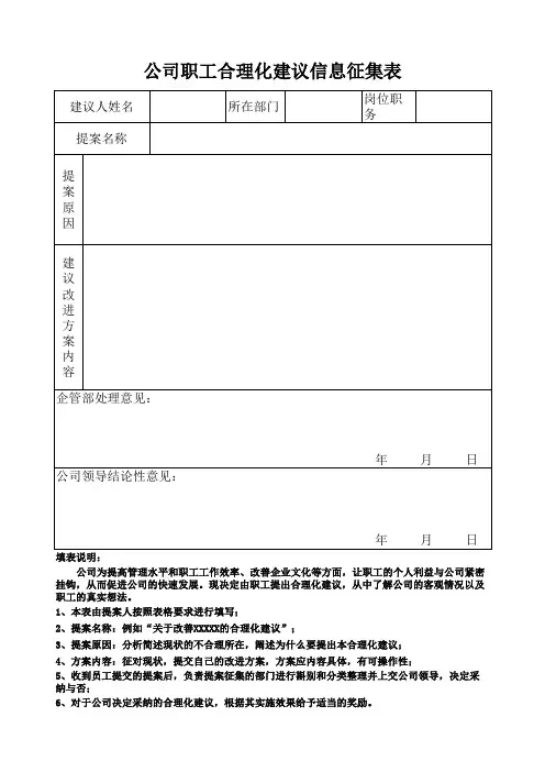 员工建议表