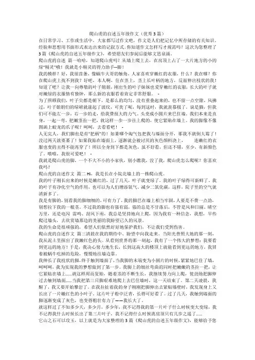 爬山虎的自述五年级作文(优秀3篇)