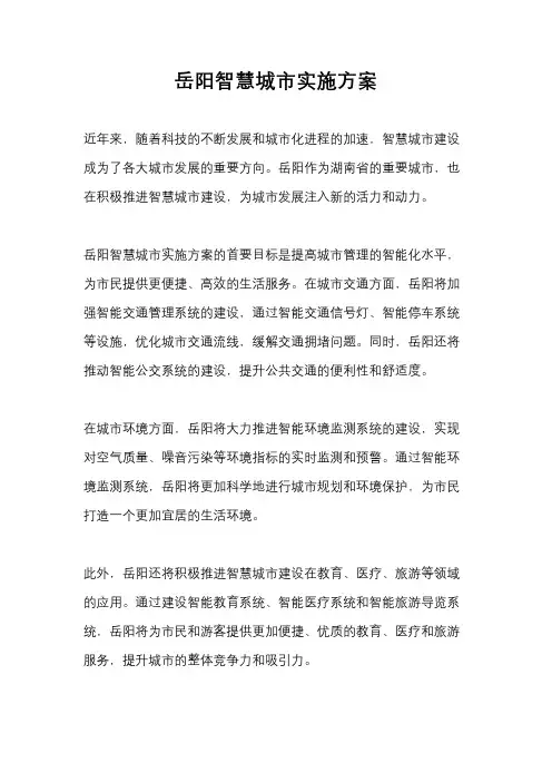 岳阳智慧城市实施方案