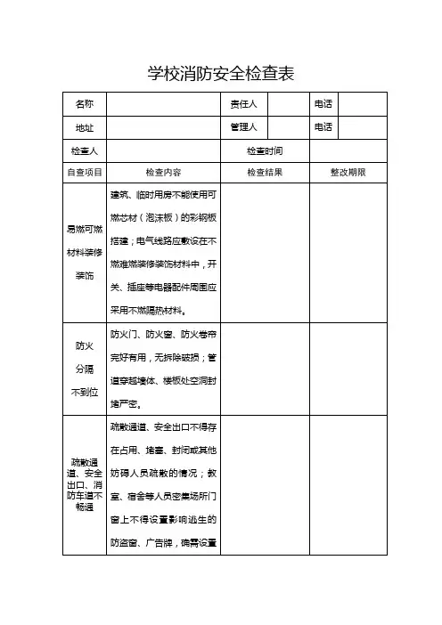 学校消防安全检查表