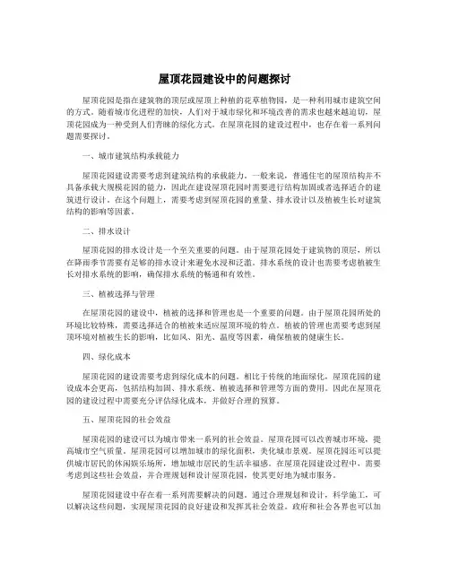 屋顶花园建设中的问题探讨