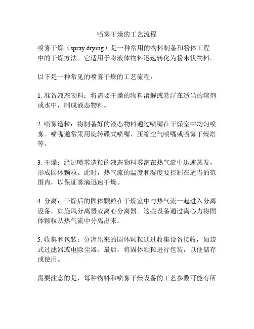 喷雾干燥的工艺流程