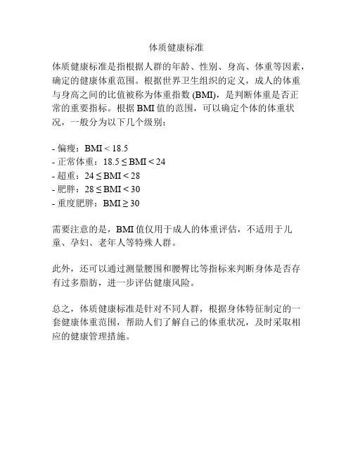 体质健康标准