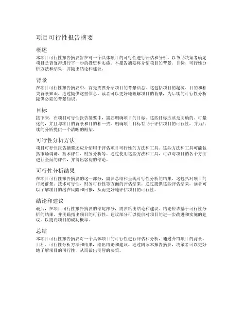 项目 可行性报告 摘要