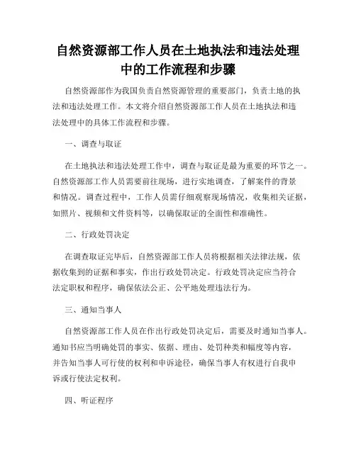 自然资源部工作人员在土地执法和违法处理中的工作流程和步骤