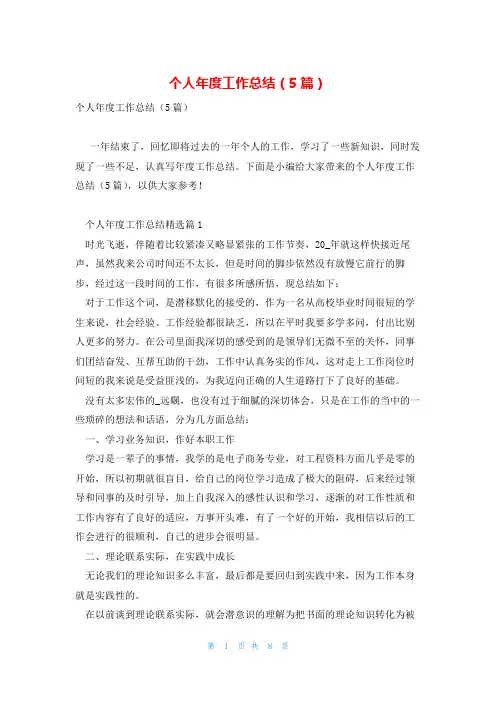 个人年度工作总结(5篇)