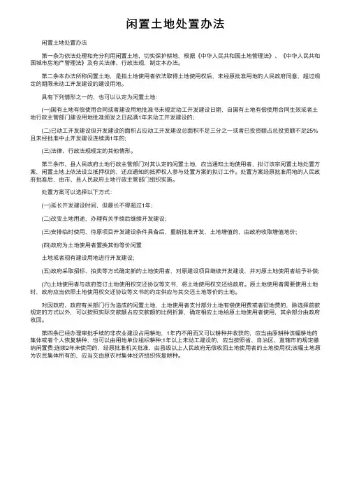 闲置土地处置办法