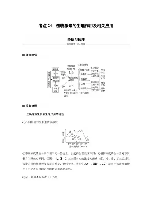 2018高考生物(全国通用)考前三个月文档讲义：专题8考点24植物激素的生理作用及相关应用