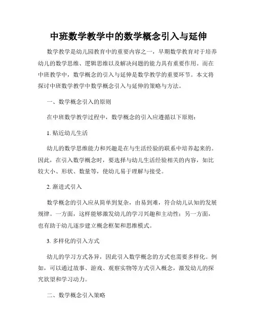 中班数学教学中的数学概念引入与延伸