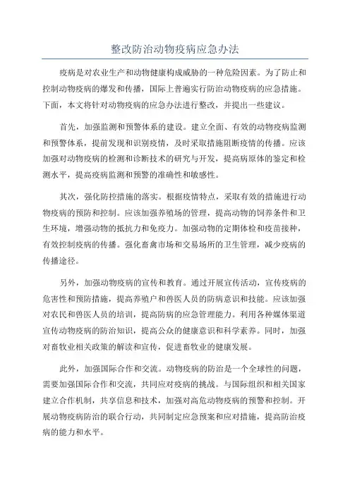 整改防治动物疫病应急办法
