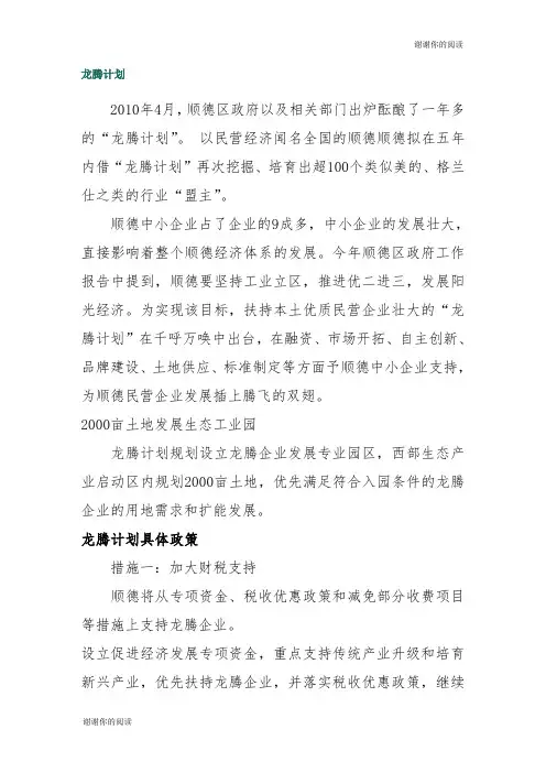 龙腾计划规划设立龙腾企业发展模板