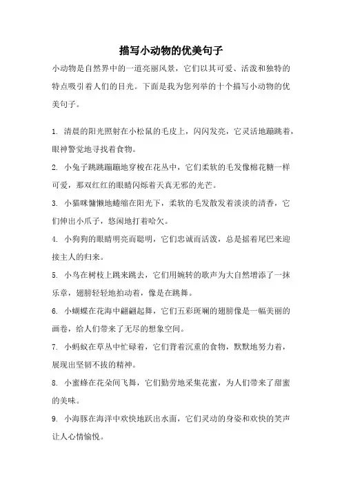 描写小动物的优美句子
