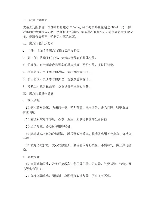 大咯血的应急预案