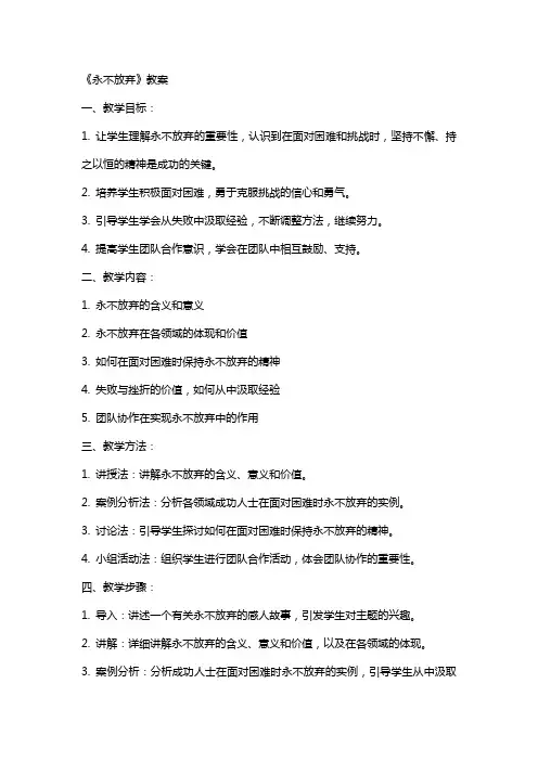 《永不放弃》教案