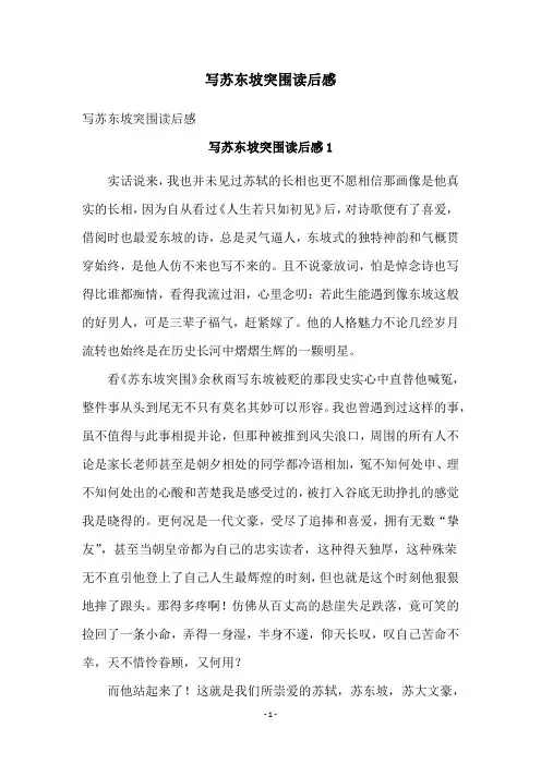 写苏东坡突围读后感