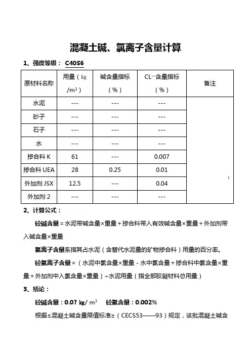混凝土碱、氯离子含量计算C40P6