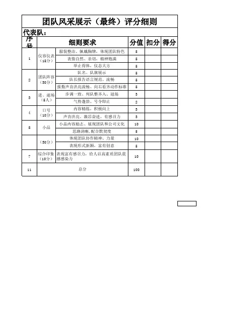 风采展示评分标准