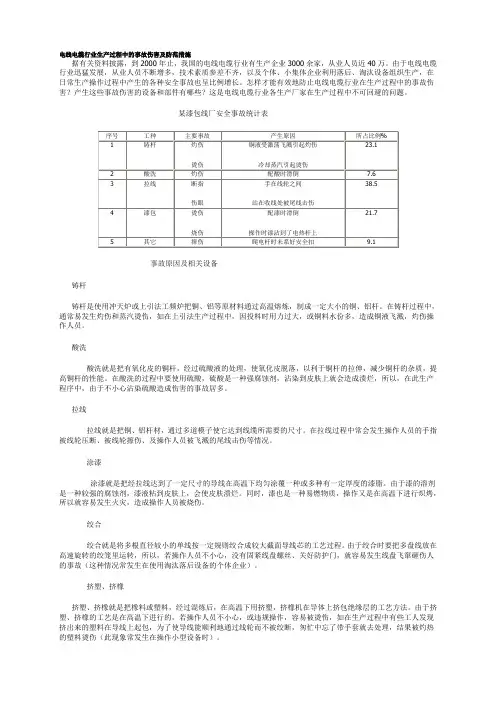 电线电缆行业生产过程中的事故伤害及防范措施