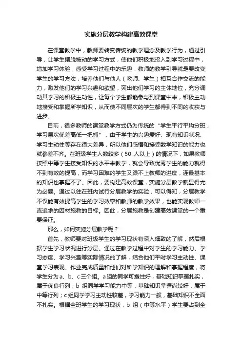 实施分层教学构建高效课堂