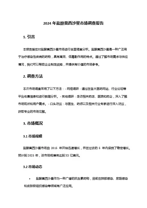 2024年盐酸莫西沙星市场调查报告