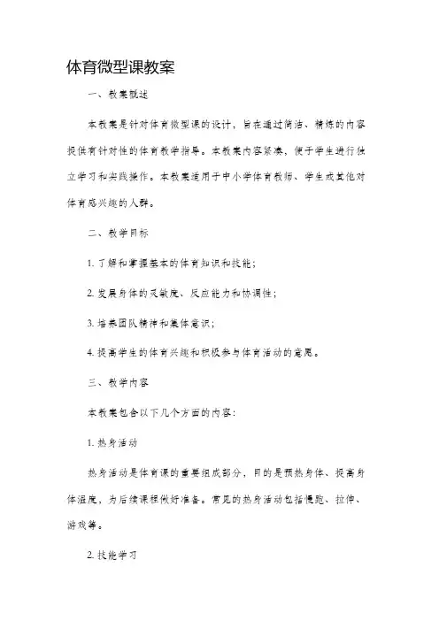 体育微型课市公开课获奖教案省名师优质课赛课一等奖教案