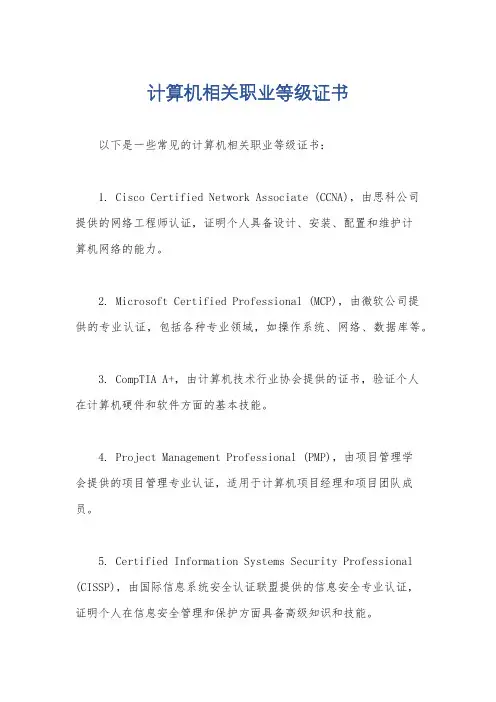 计算机相关职业等级证书