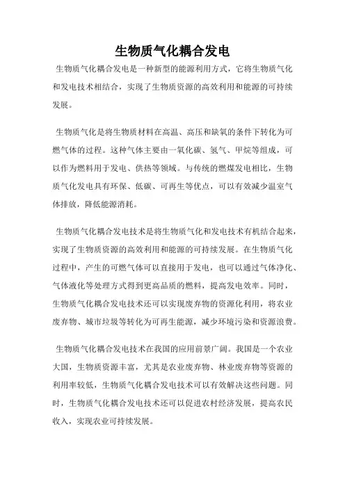 生物质气化耦合发电