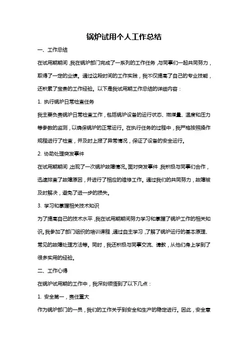 锅炉试用个人工作总结