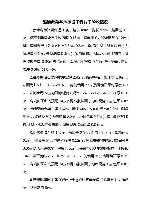 沿塘蔬菜基地建设工程验收情况