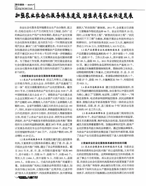 加强农业社会化服务体系建设助推我省农业快速发展