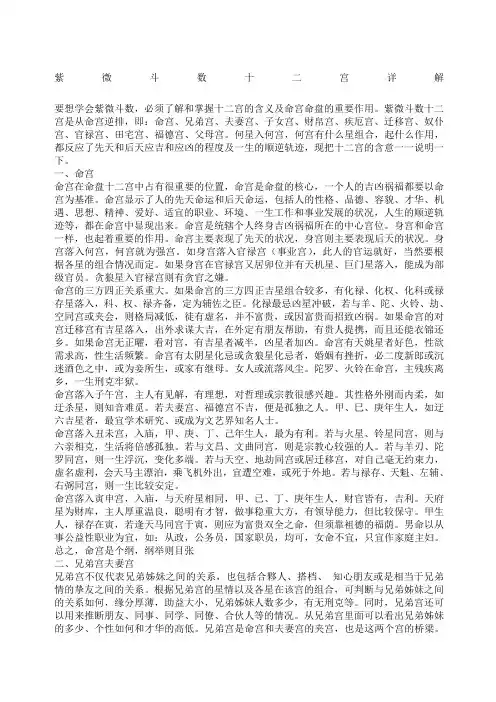 紫微斗数十二宫详解