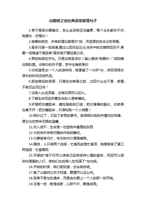 山楂树之恋经典语录爱情句子