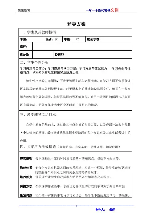 一对一辅导方案