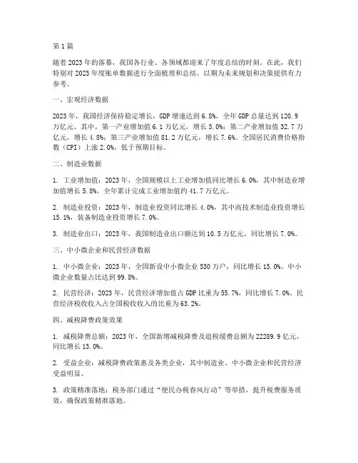 年度账单数据总结(3篇)
