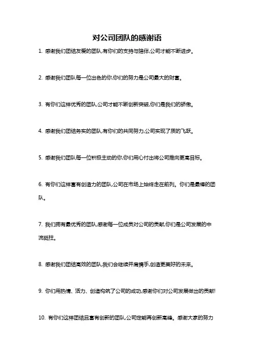 对公司团队的感谢语
