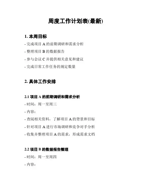 周度工作计划表(最新)