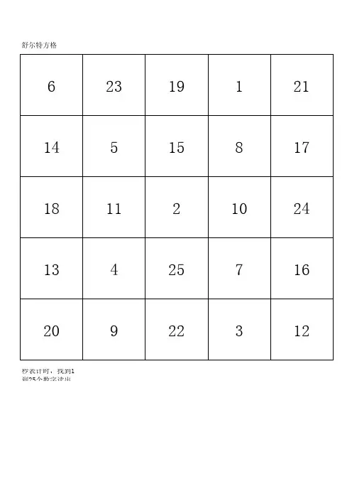 舒尔特方格训练注意力(多个可直接打印)