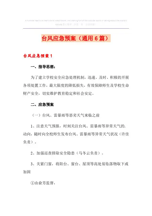 台风应急预案(通用6篇)