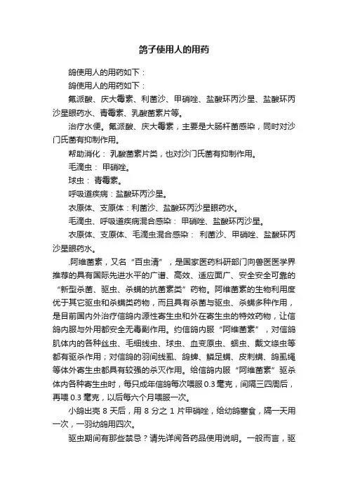 鸽子使用人的用药