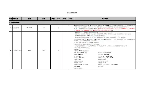 会议系统配置清单